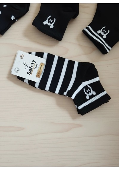 Efemicgiyimstore Siyah Renkli Pamuklu Bilek Kısmı Desenli 12 Çift Patik Çorap Çok Renkli Efemicgiyimstore Siyah Renkli Pamuklu Bilek Kısmı Desenli 12 Çift Patik Çorap Çok Renkli