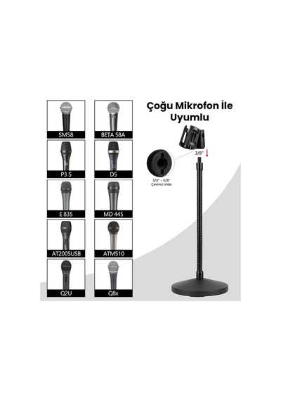 Larkin Ds300 Spiralli Ağırlıklı Masa Üstü Kürsü Mikrofon Standı