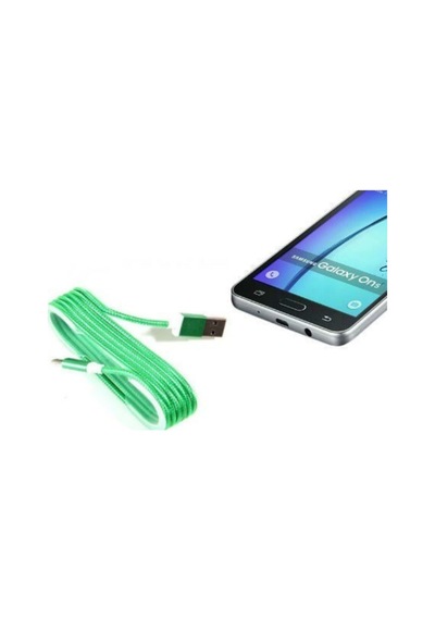 Android Örgü Şeklinde Renkli Çelik Şarj Data Kablosu - Yeşi