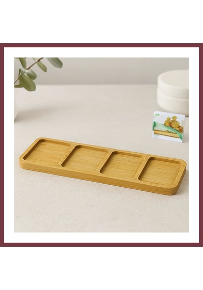 Storeşahin 4 Bölmeli Dikdörtgen Bambu Servis Tepsisi 32.8x10x1.4 Cm Shn0720