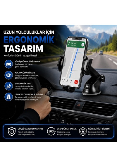 Hp-a20 Araç Içi Uzayan Ayarlanabilir Telefon Tutucu Cam Ve Torpido İçin Güçlü Vakumlu Vantuz 2 Mixed