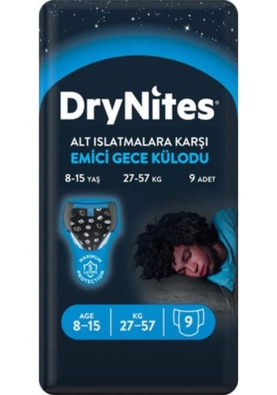 Huggies Dry Nites Erkek Emici Gece Külodu 27-57 KG 8-15 Yaş 9 Adet