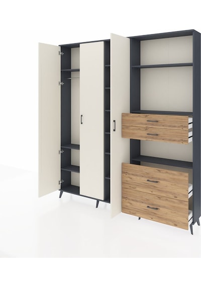 Arges Dolap 12 Raflı 4 Çekmeceli Tek Askılı 220x30x243 Antrasit-aytaşı/çam Aytası/atlas Çam Arges Dolap 12 Raflı 4 Çekmeceli Tek Askılı 220x30x243 Antrasit-aytaşı/çam Aytası/atlas Çam