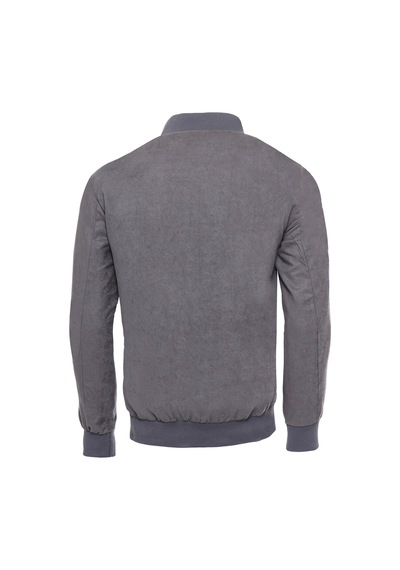 Gri Cepli Süet Bomber Mont - Wessi Siyah