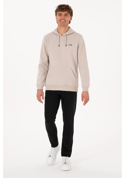 U.S. Polo Assn. Erkek Regular Fit Kapüşonlu Şardonlu Taş Basic Sweatshirt 50315582-VR049