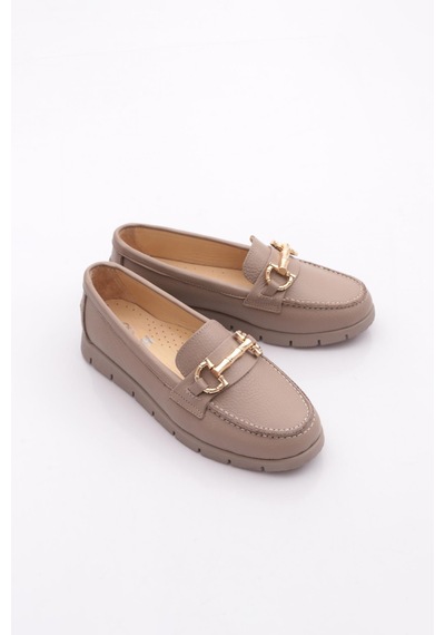 Dgn 5604-2 Kadin Aksesuarli Loafer Ayakkabi Vizon Floater