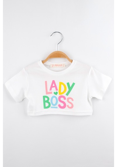 Le Mabelle Beyaz Lady Boss Baskılı Kız Çocuk Crop Tişört - Becky Beyaz Le Mabelle Beyaz Lady Boss Baskılı Kız Çocuk Crop Tişört - Becky Beyaz