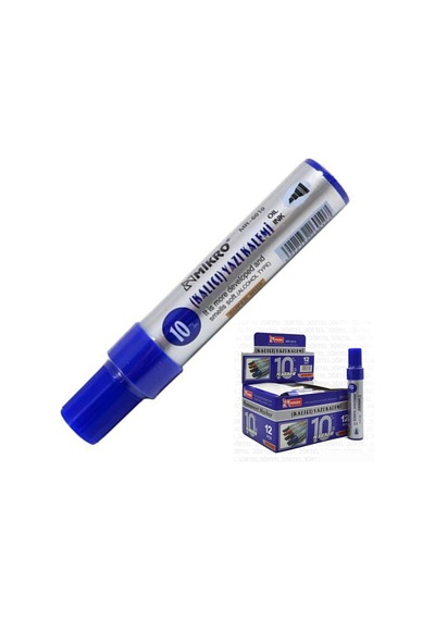 Mavi Permanent Markör Marker Kesik Uçlu Koli Kalemi Mavi 10 mm Mr-6010 12 Adet