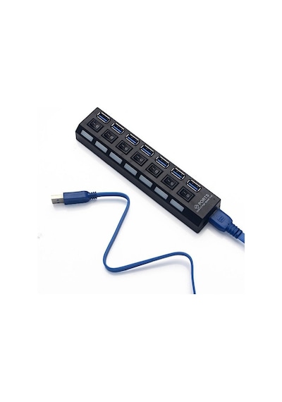 Triline 7 Port Adaptörlü Usb Usb 3.0 On Off Tuşlu Hub Çoklayıcı