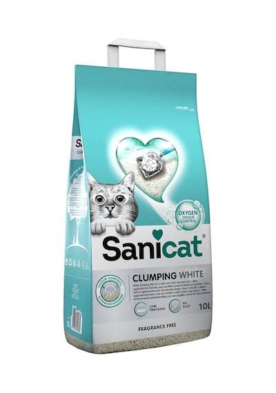 Sanicat Koku Kontrollü Topaklaşan Beyaz Tanecikli Bentonit Kedi Kumu 10 L