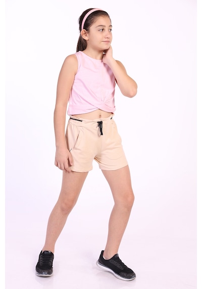 Toontoy Kids Toontoy Kız Çocuk Back To You Nakışlı Şort Bej