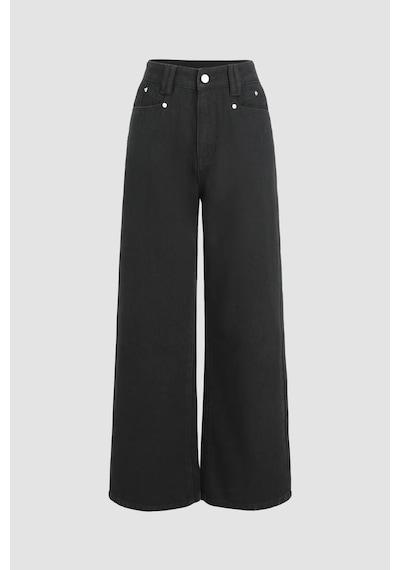 Hiccup Yüksek Bel Wide Leg Kot Pantolon Siyah