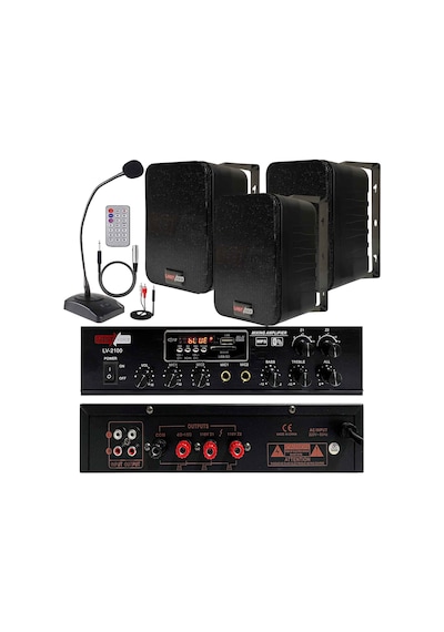 Lastvoice Black Large Paket - 2 Hoparlör Ve Anfi Anons Ses Sistemi