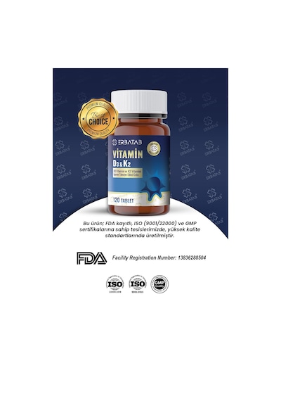 Erbatab D3 Vitamini Ve K2 Vitamini İçeren Takviye Edici Gıda