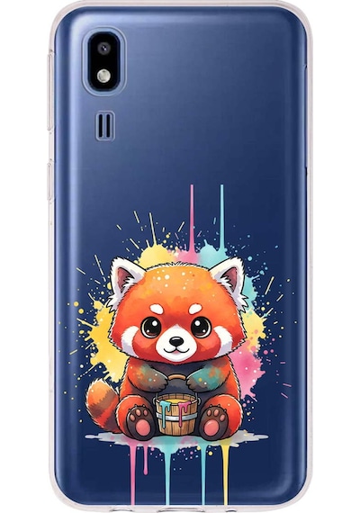 Samsung Galaxy A2 Core İle Uyumlu Splash Tilki Tasarımlı Şeffaf Silikon Kılıf Şeffaf