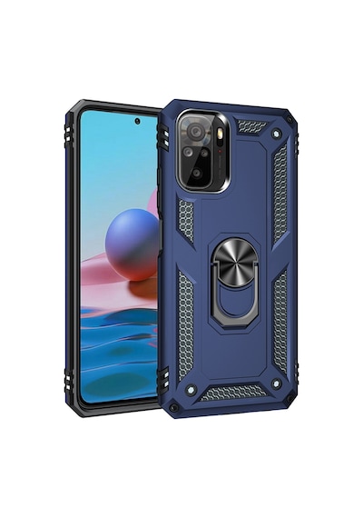 Xiaomi Redmi Note 10 Kılıf Sofya Yüzüklü Armour Silikon Kapak - Lacivert Lacivert