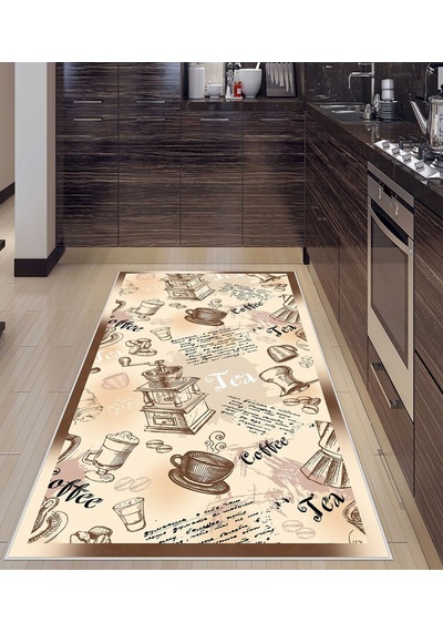 West Home Dijital Baskılı Yıkanabilir Kaymaz Taban Mutfak Halısı Wh 356 Beige