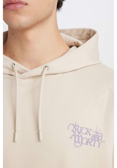 Defacto Rick And Morty Boxy Fit Kapüşonlu Baskılı Sweatshirt D6770ax25spbg702 Bej-bg702