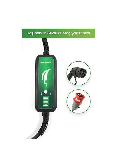 Goboenergy Cmp22 Basic 22 Kw Ac Taşınabilir Elektrikli Araç Şarj Cihazı / Type2 5 Metre Kablolu / Taşıma Çantası