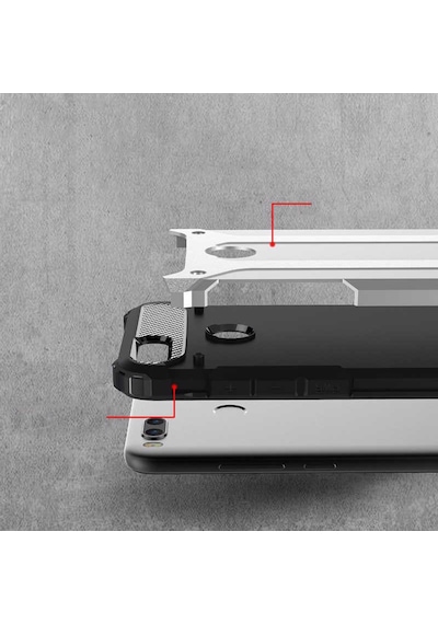 Kilifone - Xiaomi Mi 5x / Mi A1 Uyumlu - Kılıf Çift Katman Koruyucu Crash Military Tank Kılıf - Gri Gri
