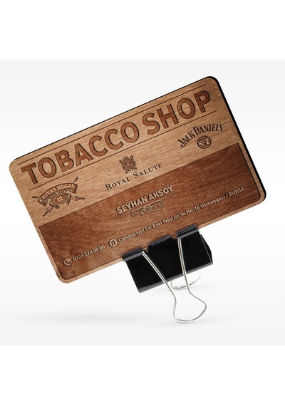 Kişiye Özel Mesleki Tobacco Shop & Tekel Bayi Ahşap Kartvizit (Mo
