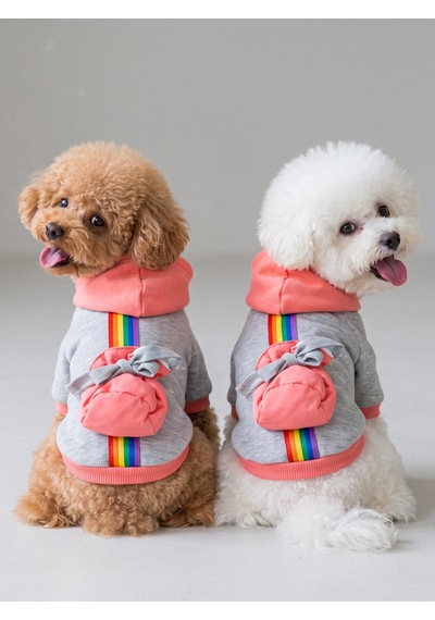 Rainbow Köpek Sweatshirt Kapüşonlu Gökkuşağı Detaylı Köpek Kıyafeti Köpek Hoodie