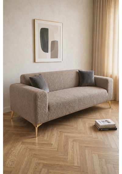 Bohem Kumaş 3 Kişilik Koltuk Örtüsü Kenepe Örtüsü Lastikli Esnek Yıkanabilir Bohem-vizon - 808552754 Bohem-vizon