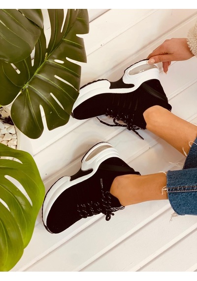 Erva'nın Butiği Siyah Triko Veni Kadın Sneakers-2648