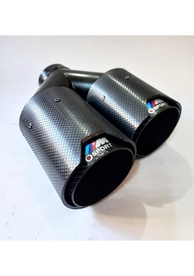 90 Mm. Sağ Dual Karbon Akrapoviç Msport Logolu Egzoz Eksoz Ucu Çift Çıkışlı