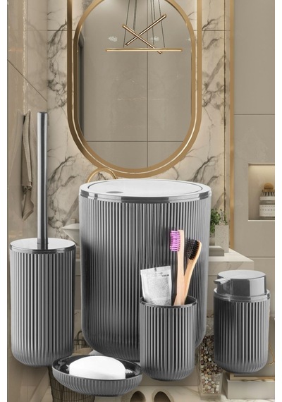 5 Parça Banyo Seti Gri Diğer