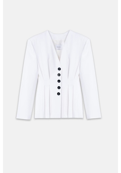 Thalure Kadın Beyaz Yakasız Drapeli Blazer