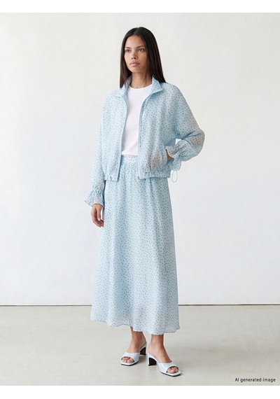 Lcw Modest Mavi Beli Lastikli Puantiyeli Kloş Etek
