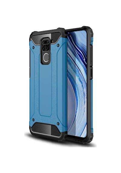 Noktaks - Xiaomi Uyumlu Xiaomi Redmi Note 9 - Kılıf Çift Katman Zırh Tank Crash Military Kapak - Mavi