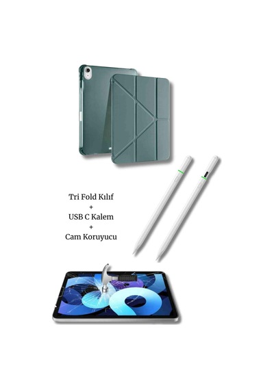 Apple Uyumlu iPad A16 11. Ve 10. Nesil İle A3355 A2757 Premium 3 Lü Tablet Aksesuar Seti Tablet Kılıfı