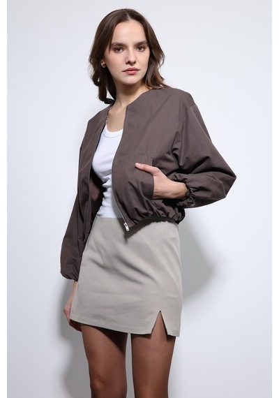 Antioch Crop Kadın Bomber Mont Kahverengi