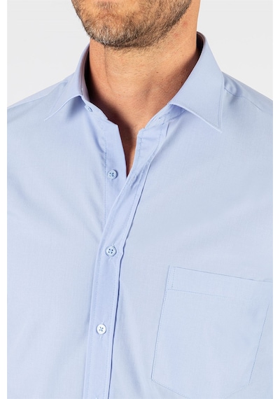 Tudors Klasik Fit Rahat Kesim Cotton Efekt Poplin Erkek Gömlek-23079 Mavi