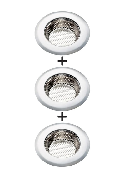 3 Lü Paslanmaz Çelik Lavabo Süzgeci 11.5 Cm Evye Gider Süzgeci 304 Çelik Büyük Boy Diğer