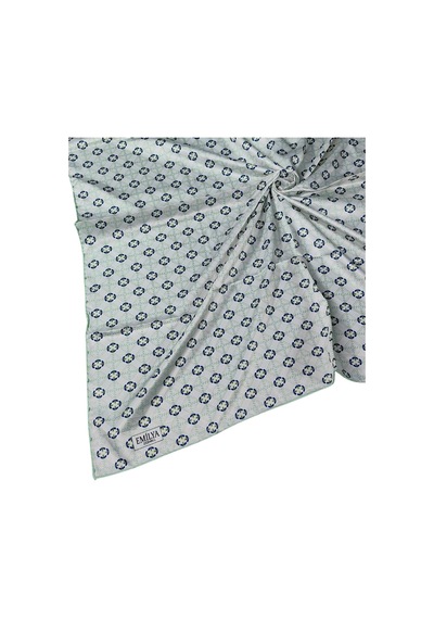 Mim Eşarp Emilya Rayon Desenli Eşarp 90x90 Cm Lacivert - Yeşil