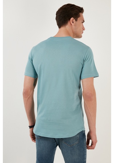 Buratti % 100 Pamuk Regular Fit Bisiklet Yaka T Shirt Erkek T Shirt 5902511 Mavi