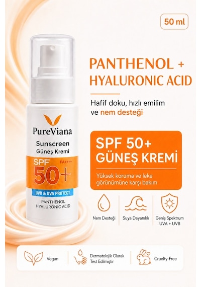Pureviana Güneş Kremi SPF50+ Pa++++ 50 ML