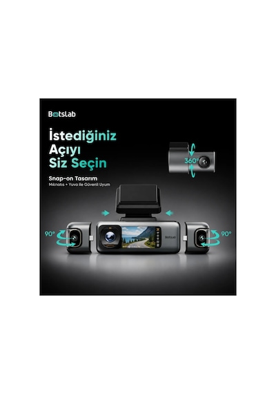 +360 Botslab G980H Pro 3K 4 Kameralı Wifi+GPS Akıllı Araç İçi Kamera +150° Geniş Açı+Yaya Algılama