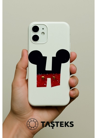 Taşlı Ütülenebilen Veya Sticker Olarak Kullanılabilen ' Mickey H ' Harfi