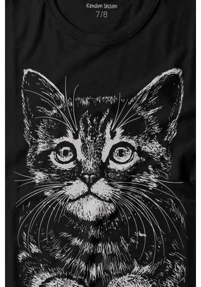 Kendim Seçtim Siyah Kedi Black Cat Çizim Baskılı Tişört Çocuk T-shirt 001