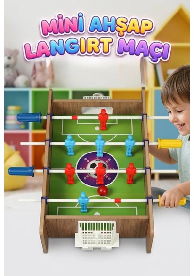 Masaüstü Ahşap Mini Futbol Maçı Taşınabilir 2 Kişilik Pratik Küçük Eğlenceli Oyuncak Langırt