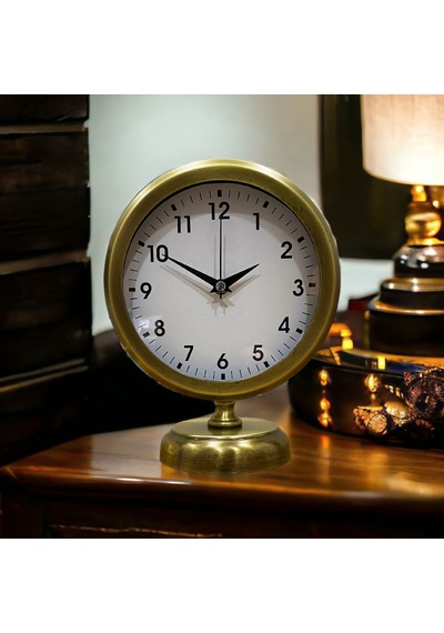 Eskitme Gold Metal Ofis Salon Otel Masa Saati 25*20 cm Y9