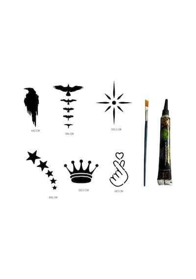 Airbrush Tattoo Kuşlar Ve Yıldızlar Hint Kınasıyla Geçici Dövme Seti