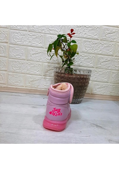 Twingo 9100 Pembe Cırtlı Fermuarlı İçi Kürklü Kız Çocuk Bebe Bot Pembe