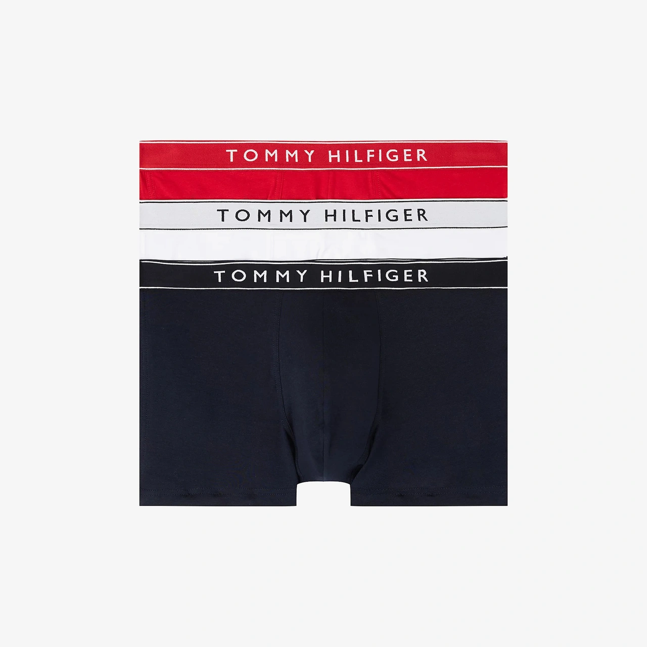 Tommy Hilfiger Bel Lastikli Logolu Erkek Siyah/beyaz/kırmızı 3'lü Boxer Um0um03520 Renkli