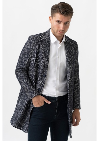 White Stone Arezzo 4025 Ceket Yaka Pamuklu Slim Fit Kaban Laci-Laci Lacivert