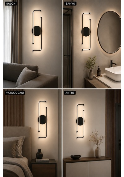 AvizeGO Noka Modern Led Duvar Apliği Günışığı Siyah